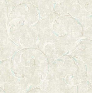 Scroll Metallic Baby Blue and Grey by Seabrook Wallpaper