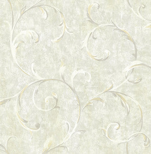 Scroll Metallic Gold and Grey by Seabrook Wallpaper