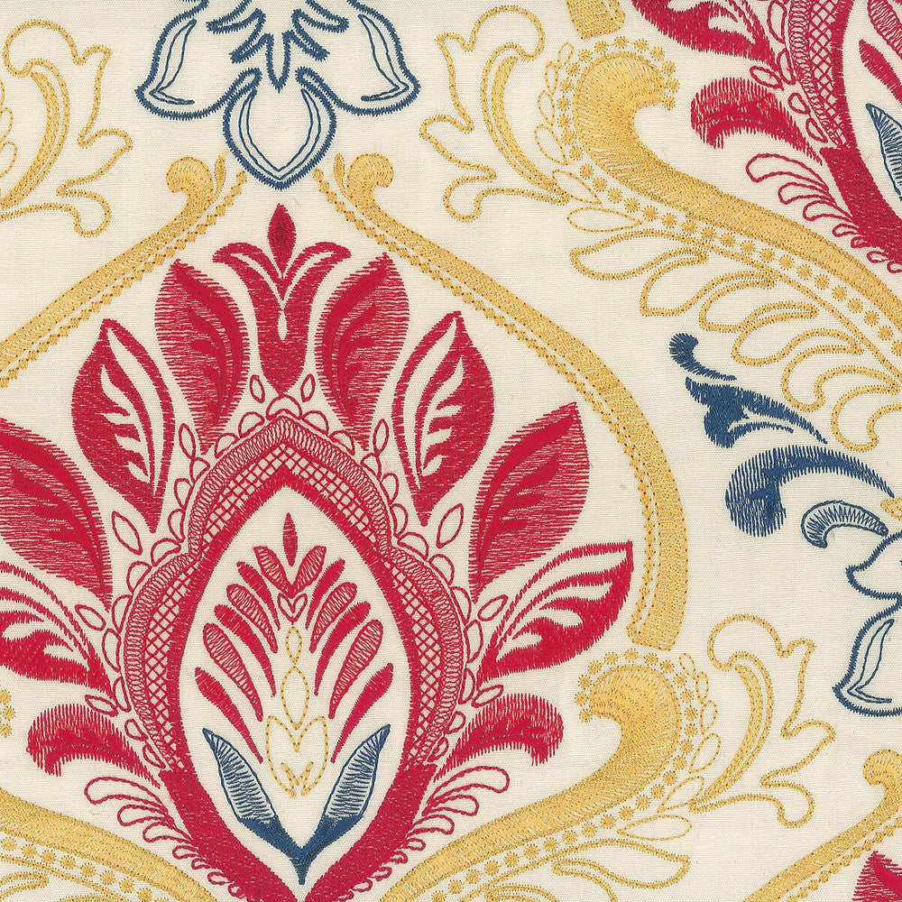 Finley 1 Americana by Stout Designer Fabric EMBROIDERY IV 100%COT %BEMB INDIA </p><p>Repeat: 15.375 51.13 in - Swanky Fabrics -