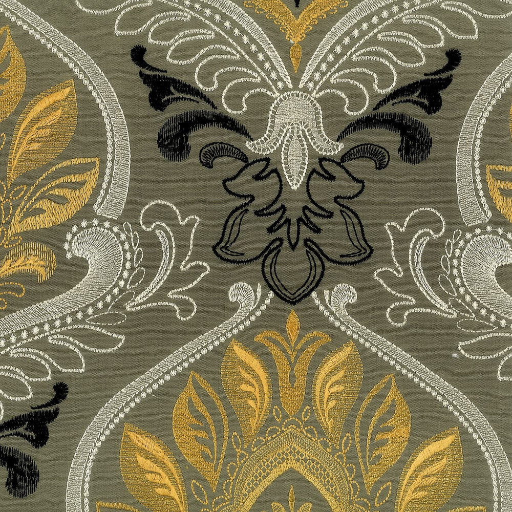 Finley 3 Grey by Stout Fabric EMBROIDERY IV 100%COT %BEMB INDIA </p><p>Repeat: 15.375 51.13 in - Fabric Carolina -