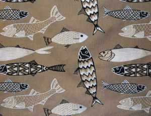 Fish Taupe by Norbar Fabric SOLEIL 100% SOLUTION DYED POLYESTER CHINA 11 1/2"V 18"H 54 - Fabric Carolina -