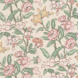 Flora Jade by Norbar Designer Fabric ROMANCE 55% LINEN 45% COTTON SPAIN 22 1/6"V 27 1/6"H 55" - Swanky Fabrics -