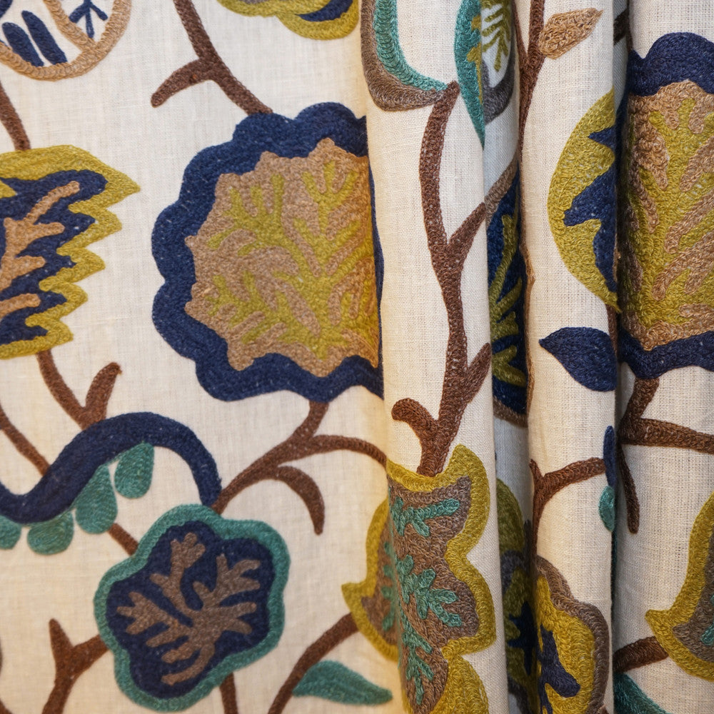 Floriana 73Sj101 by JF Designer Fabric JF Studio 55% Linen, 43% Viscose, 2% Cotton India Horizontal: 17.75 and Vertical: 17 54 - Swanky Fabrics -
