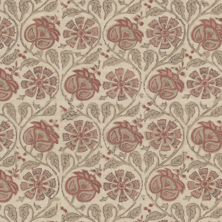 Flourish 1 Clay by Stout Fabric Stout Fabric Flourish 1 ClayFabric Rainbow Library Blossom/Sunset 50%Cot 35%Svi 15%Lin India </p><p>Repeat: H: 27.75, V: 12.875 54 in - Fabric Carolina -