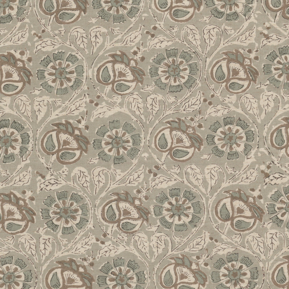 Flourish 2 Mineral by Stout Fabric Stout Fabric Flourish 2 MineralFabric Rainbow Library Celadon/Bottle 50%Cot 35%Svi 15%Lin India </p><p>Repeat: H: 27.75, V: 7.875 54 in - Fabric Carolina -
