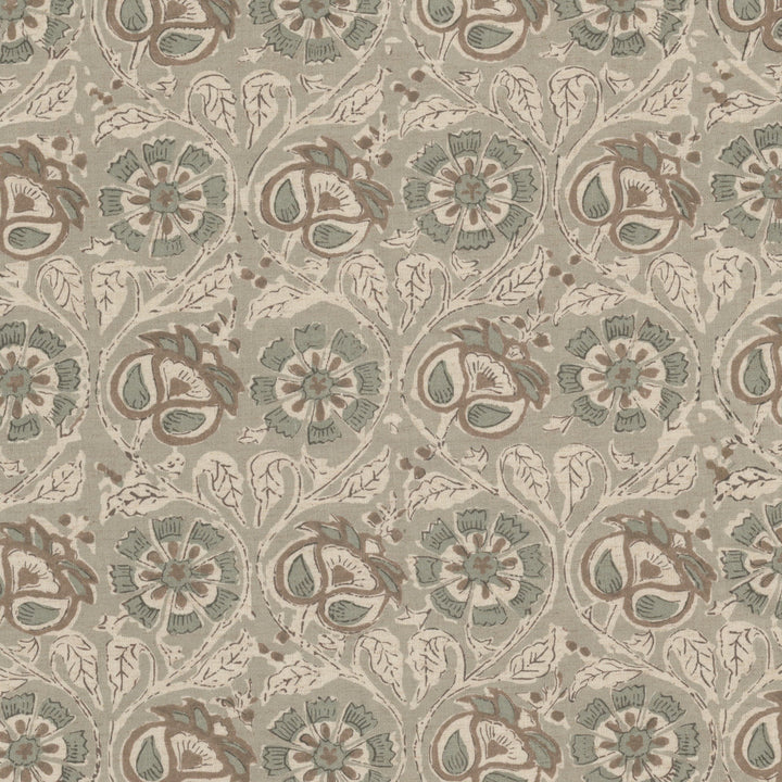 Flourish 2 Mineral by Stout Fabric Stout Fabric Flourish 2 MineralFabric Rainbow Library Celadon/Bottle 50%Cot 35%Svi 15%Lin India </p><p>Repeat: H: 27.75, V: 7.875 54 in - Fabric Carolina -
