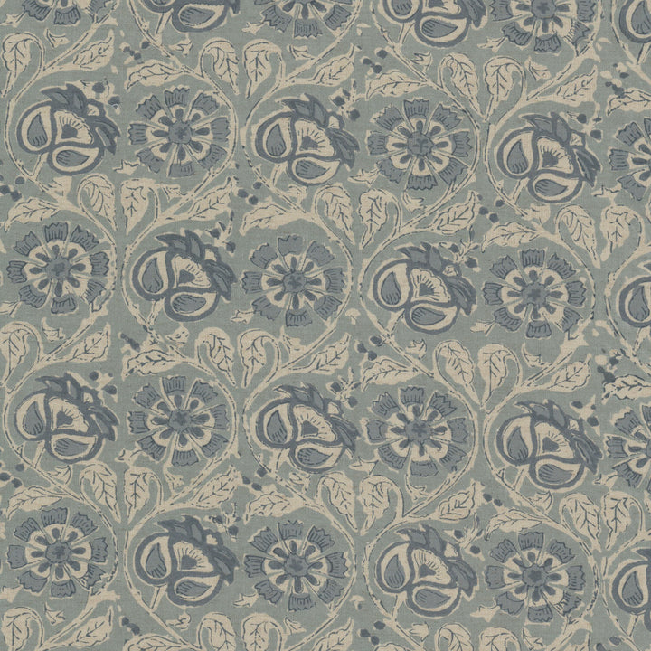 Flourish 3 Spa by Stout Fabric Stout Fabric Flourish 3 SpaFabric Rainbow Library Mist/Shoreline 50%Cot 35%Svi 15%Lin India </p><p>Repeat: H: 27.75, V: 7.875 54 in - Fabric Carolina -