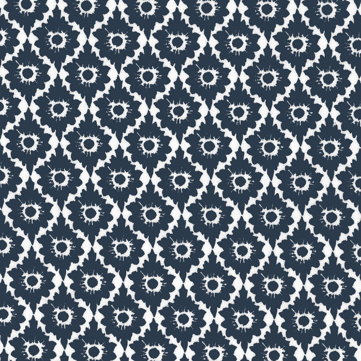 Flurry 3 Navy by Aoc Designer Fabric LA BELLA VITA 50%COT 50%LIN USA CATB 117-2013 Horizontal: 1.5 and Vertical: 2 54 in - Swanky Fabrics -