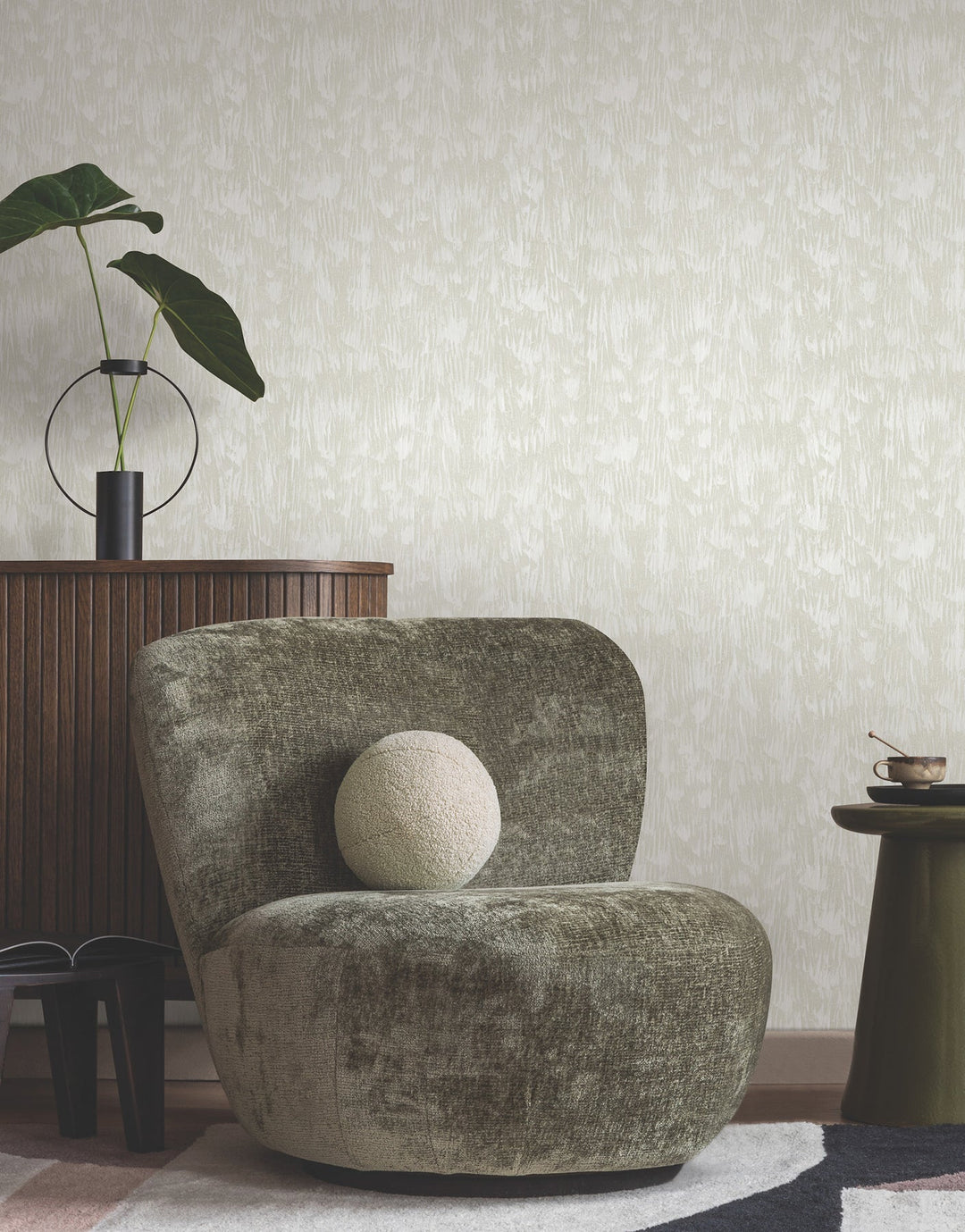 Gilded Plume Light Cream Wallpaper by York Wallcoverings Designer