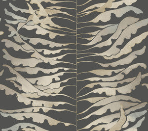 Leaf Column Black Wallpaper by York Wallcoverings