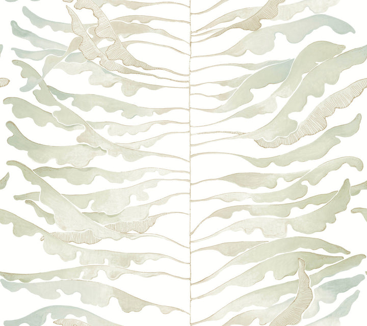 Leaf Column Green Wallpaper by York Wallcoverings Formations Covers about 60.8 square feet 27-in by 27-ft long roll Unpasted 24 - Fabric Carolina -