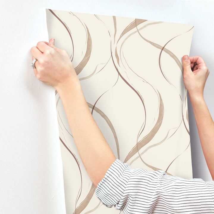 Ink Flow Baked Clay Wallpaper by York Wallcoverings Designer