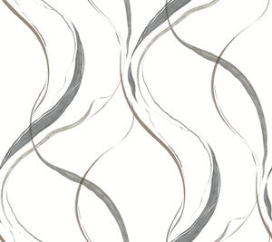 Ink Flow Black & Cocoa Wallpaper by York Wallcoverings