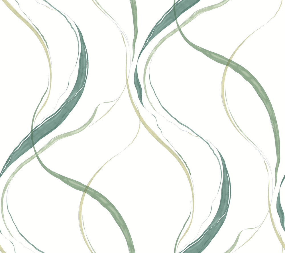 Ink Flow Green Wallpaper by York Wallcoverings Formations Covers about 60.8 square feet 27-in by 27-ft long roll Unpasted 24 - Fabric Carolina -