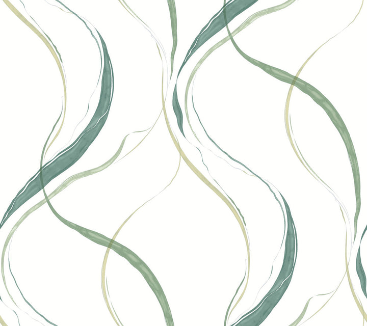 Ink Flow Green Wallpaper by York Wallcoverings Formations Covers about 60.8 square feet 27-in by 27-ft long roll Unpasted 24 - Fabric Carolina -