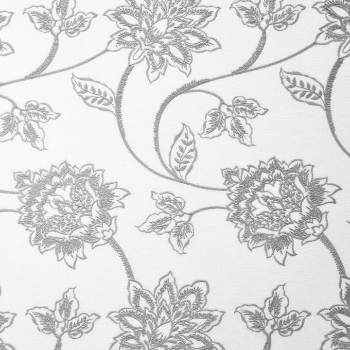 Fiorella # 508 Chelsea Gray by Maxwell Designer Fabric Color Theory-Vol.V Rocksalt 70% POLYESTER/30% COTTON NONE INDIA V-18.6"H-12.8" 54"EMB51.5 - Swanky Fabrics -