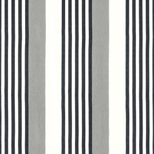 Riviera Stripe Sterling and Charcoal FWW81769 by Thibaut Fabric