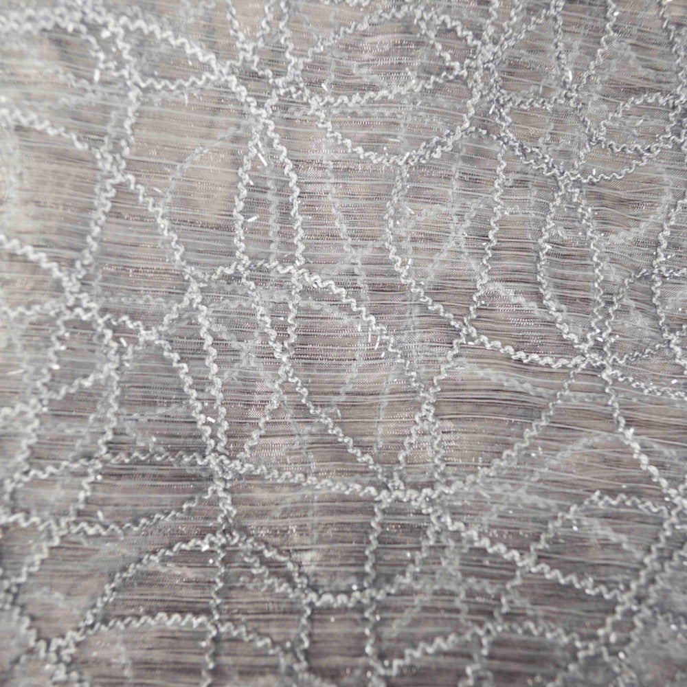 Majestic Flora Silver by Europatex Fabric Majestic Sheers 100% Polyester 11.75" H, 10.63" V 110.00 inches - Fabric Carolina -