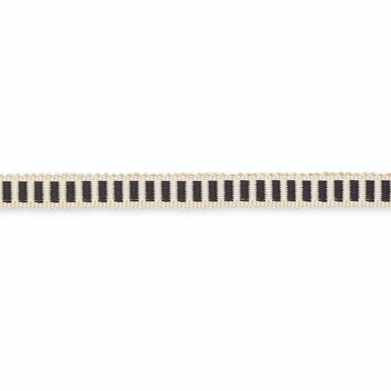 Claudine Cotton Gimp Snow/Obsidian G500-4 by Schumacher Trim SCHUMACHER TRIM PROGRAM See Sample UNITED STATES OF AMERICA TO BE DETERMINED </p><p>Repeat: Horizontal: - and Vertical: - 0 1/2" WIDE (1CM) - Fabric Carolina -