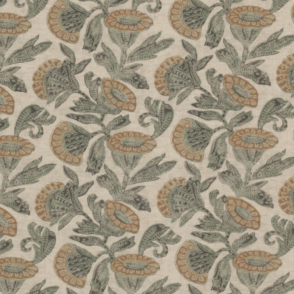 Galahad 1 Moss by Stout Fabric Stout Fabric Galahad 1 MossFabric Rainbow Library Celadon/Bottle 50%Cot 35%Svi 15%Lin India </p><p>Repeat: H: 13.75, V: 2.375 54 in - Fabric Carolina -