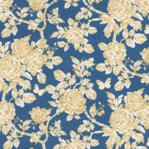 Gaston Blue Yellow by Norbar Fabric ROMANCE 100% COTTON SPAIN 18"V 18"H 55" - Fabric Carolina -