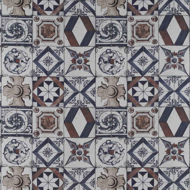 Trastevere Azul/Tabaco by Gaston Y Daniela Fabric TIERRAS VISCOSE - 67%;LINEN - 33% Spain Horizontal: 27.17 and Vertical: 27.17 54.33 - Fabric Carolina -