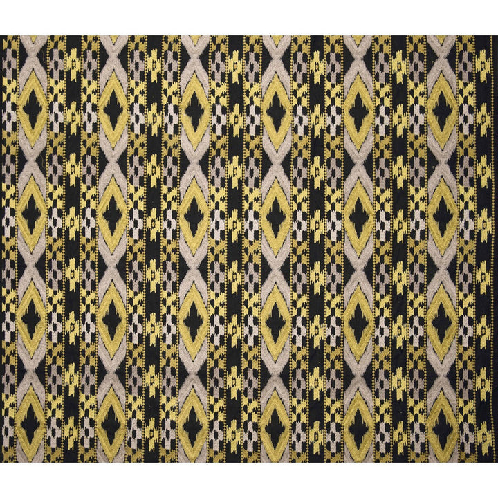 Queen Blk/Amarillo by Gaston Y Daniela Designer Fabric GASTON AFRICALIA COTTON - 46%;VISCOSE - 38%;LINEN - 16% India Horizontal: 8.94 and Vertical: 12.2 53.5 - Swanky Fabrics -