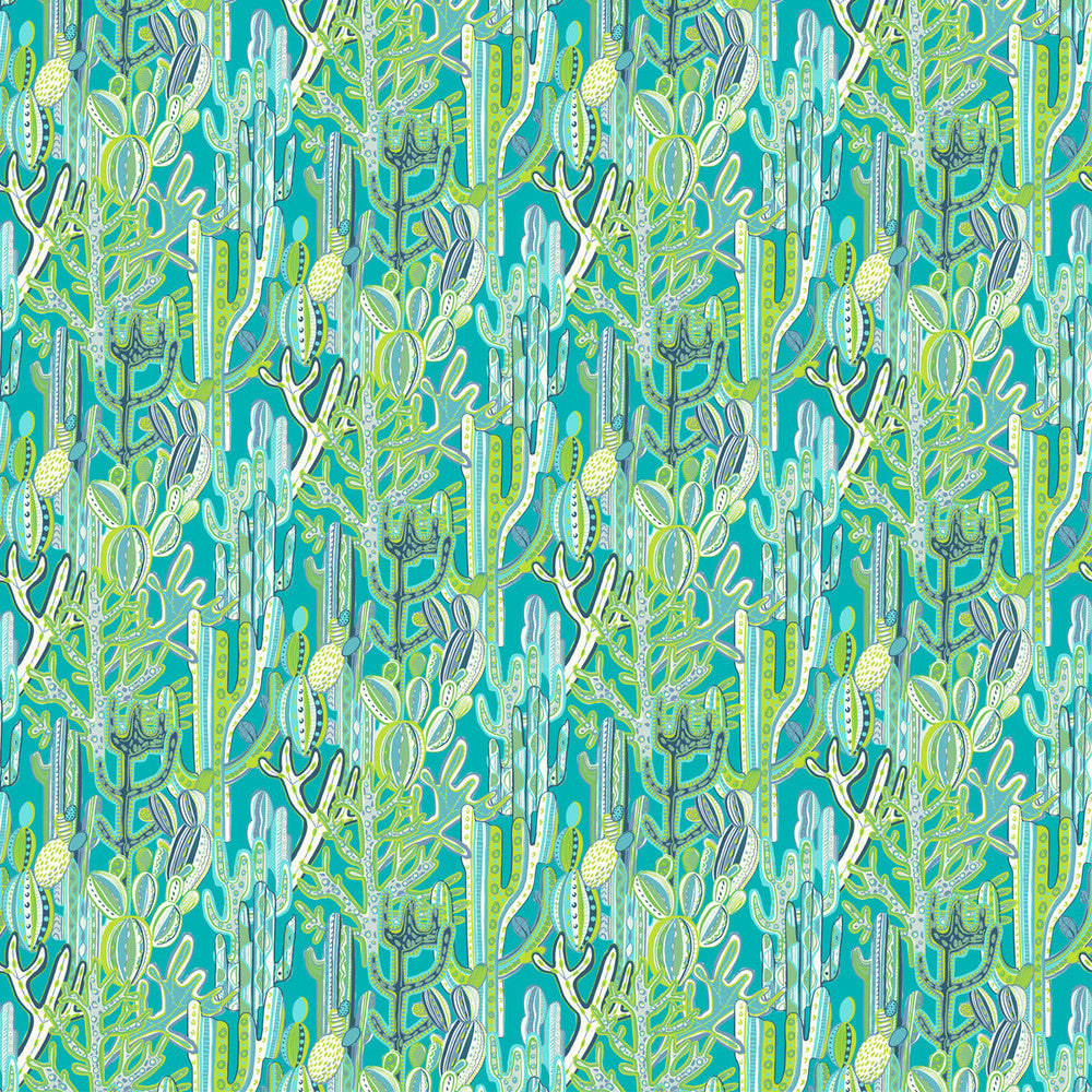 Cactus Azul/Verde by Gaston Y Daniela Fabric GASTON LIBRERIA COTTON - 100% Italy MEDIUM Horizontal: 55.94 and Vertical: 18.91 59 - Fabric Carolina -