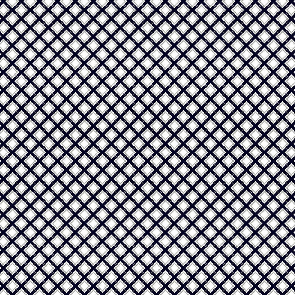 Trellis Navy/Gris by Gaston Y Daniela Fabric GASTON LIBRERIA COTTON - 100% Spain MEDIUM Horizontal: 3.84 and Vertical: 3.81 57.5 - Fabric Carolina -