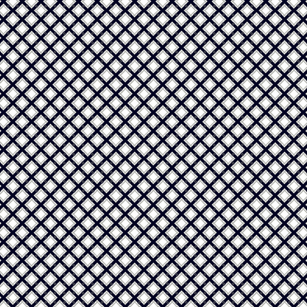 Trellis Navy/Gris by Gaston Y Daniela Designer Fabric GASTON LIBRERIA COTTON - 100% Spain MEDIUM Horizontal: 3.84 and Vertical: 3.81 57.5 - Swanky Fabrics -