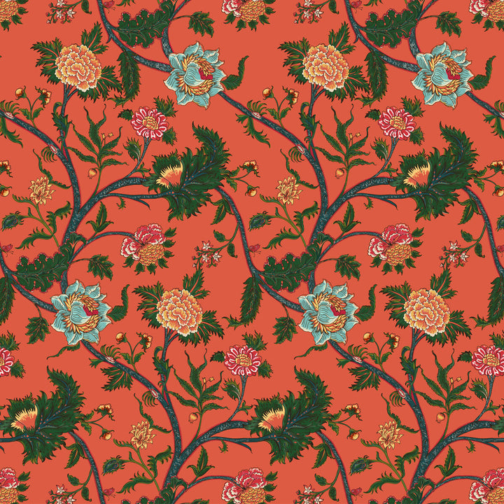 Palampore Coral by Gaston Y Daniela Fabric GASTON LIBRERIA LINEN - 91%;POLYAMIDE - 9% Italy HEAVY Horizontal: 26.52 and Vertical: 50 52.8 - Fabric Carolina -