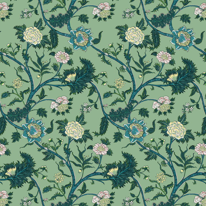 Palampore Verde by Gaston Y Daniela Fabric GASTON LIBRERIA LINEN - 91%;POLYAMIDE - 9% Italy HEAVY Horizontal: 26.52 and Vertical: 50 52.8 - Fabric Carolina -