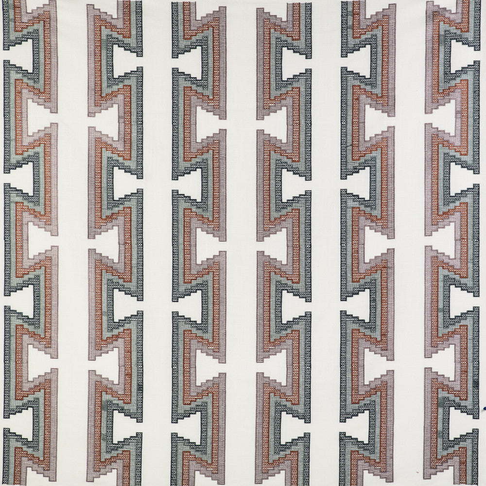 Trazo Oceano/Brique by Gaston Y Daniela Fabric GASTON LIBRERIA COTTON - 25%;LINEN - 25%;POLYESTER - 25%;VISCOSE - 25% India - Horizontal: 13.19 and Vertical: 18.39 53.15 - Fabric Carolina -