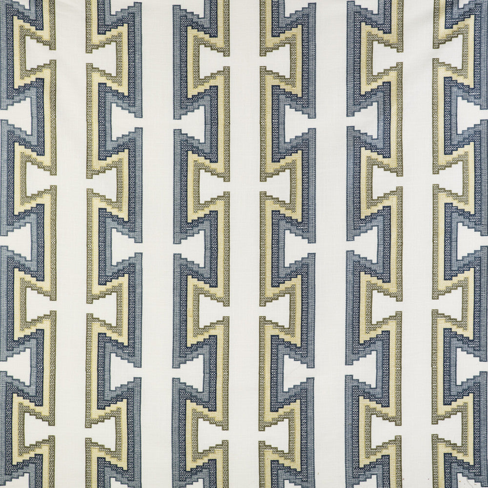 Trazo Azul/Lima by Gaston Y Daniela Fabric GASTON LIBRERIA COTTON - 25%;LINEN - 25%;POLYESTER - 25%;VISCOSE - 25% India - Horizontal: 13.19 and Vertical: 18.39 53.15 - Fabric Carolina -