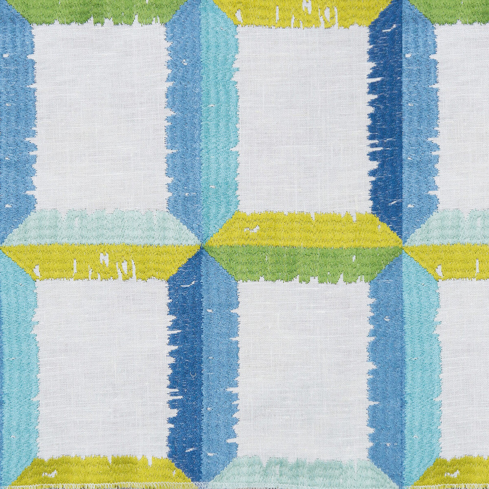 Yucatan Agua/Lima by Gaston Y Daniela Fabric GASTON NUEVO MUNDO LINEN - 62%;VISCOSE - 29%;POLYESTER - 9% India Horizontal: 25 and Vertical: 12.5 50.5 - Fabric Carolina -