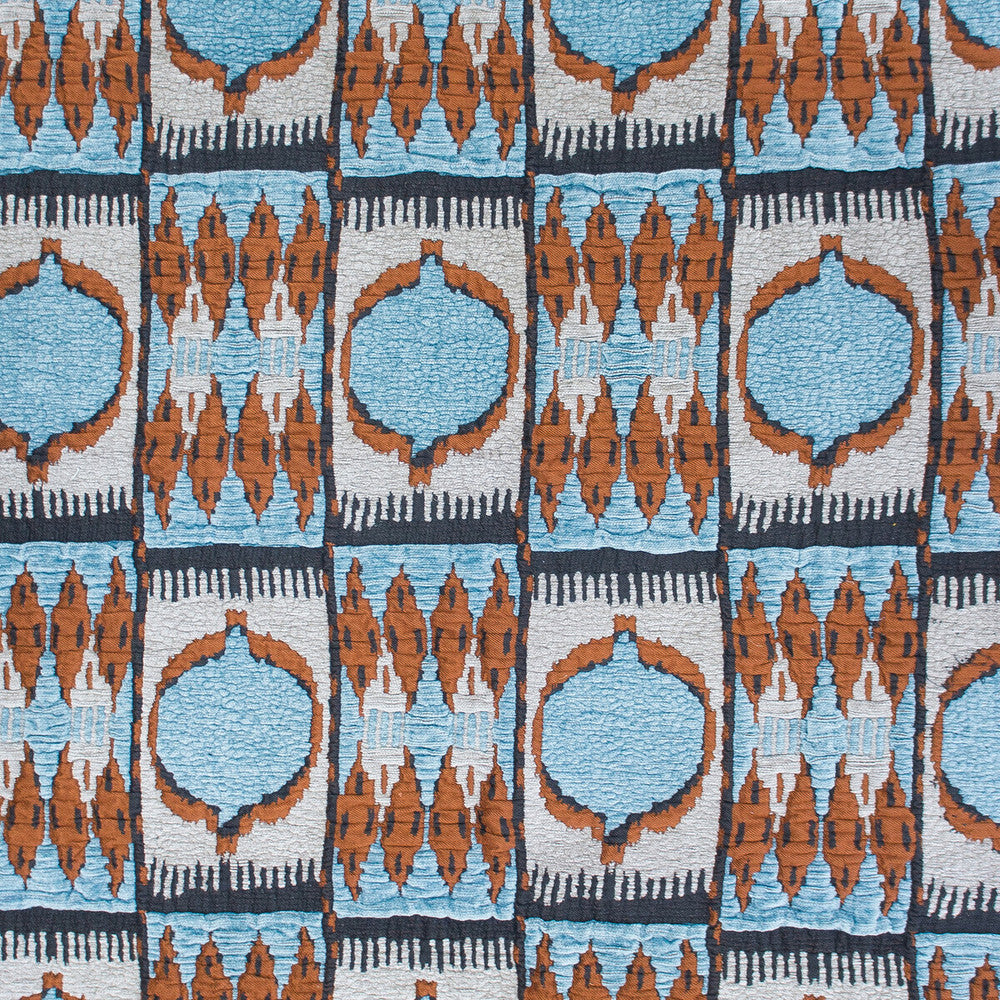 Cuzco Azul/Teja by Gaston Y Daniela Fabric GASTON NUEVO MUNDO VISCOSE - 72%;COTTON - 16%;POLYESTER - 12% Turkey MEDIUM Horizontal: 12.5 and Vertical: 23 49 - Fabric Carolina -