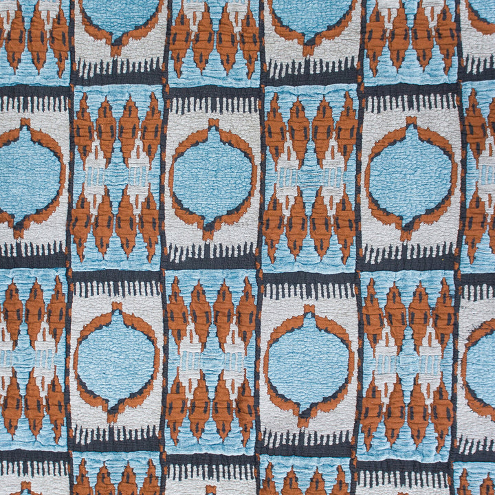 Cuzco Azul/Teja by Gaston Y Daniela Fabric GASTON NUEVO MUNDO VISCOSE - 72%;COTTON - 16%;POLYESTER - 12% Turkey MEDIUM Horizontal: 12.5 and Vertical: 23 49 - Fabric Carolina -
