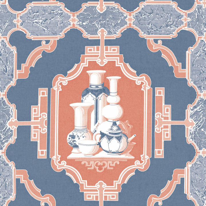 Porcelanas Azul/Rojo by Gaston Y Daniela Wallcovering GASTON LIBRERIA PAPER - 100% Spain Horizontal: 0 and Vertical: 10.4 20.8 - Fabric Carolina -