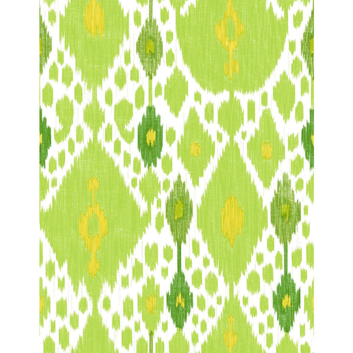 Ikat Verde by Gaston Y Daniela Designer Wallcovering GASTON LIBRERIA VINYL - 100% Italy Horizontal: 0 and Vertical: 35.4 27.5 - Swanky Fabrics -