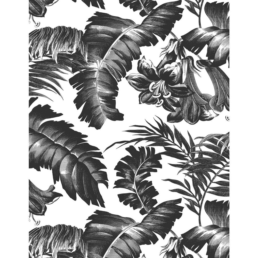 Plantation Black&White by Gaston Y Daniela Designer Wallcovering GASTON LIBRERIA VINYL - 100% Italy Horizontal: 0 and Vertical: 27.5 27.5 - Swanky Fabrics -