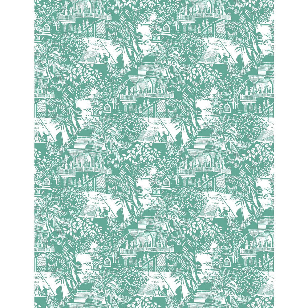 Olimpo Esmeralda by Gaston Y Daniela Designer Wallcovering GASTON LIBRERIA VINYL - 100% Italy Horizontal: 0 and Vertical: 17.7 27.5 - Swanky Fabrics -