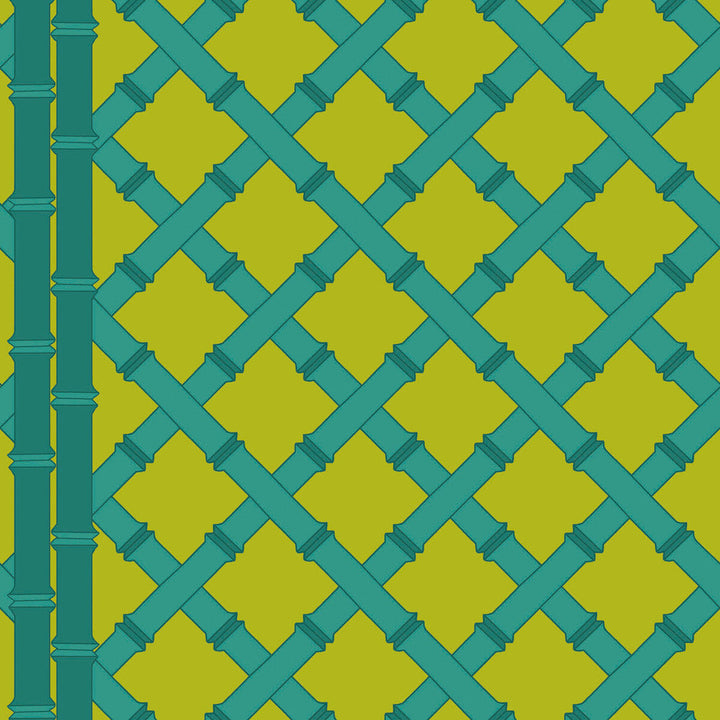 Trellis Lima/Esmeralda by Gaston Y Daniela Designer Wallcovering GASTON LIBRERIA PAPER - 100% Spain Horizontal: 0 and Vertical: 10.4 20.8 - Swanky Fabrics -