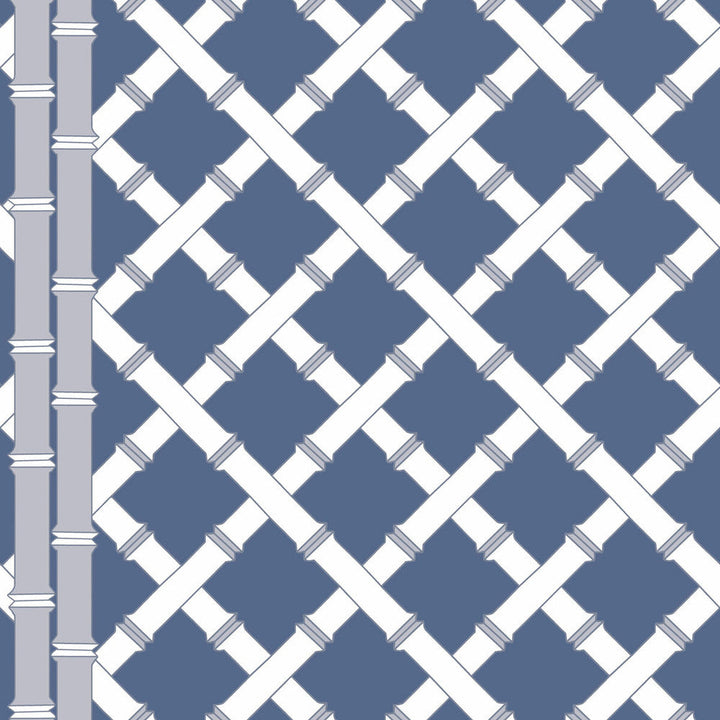 Trellis Azul/Blanco by Gaston Y Daniela Designer Wallcovering GASTON LIBRERIA PAPER - 100% Spain Horizontal: 0 and Vertical: 10.4 20.8 - Swanky Fabrics -