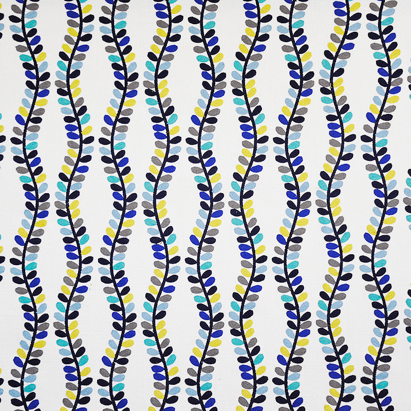 Growth Spurt # 146 Smalt by Maxwell Fabric COLOR WAVES-WILD OCEAN 25% COTTON/25% LINEN
25% VISCOSE/25% POLY INDIA See sample </p><p>Repeat: Horizontal: 6.7" and Vertical: 9.4" 55"EMB-52" - Fabric Carolina -