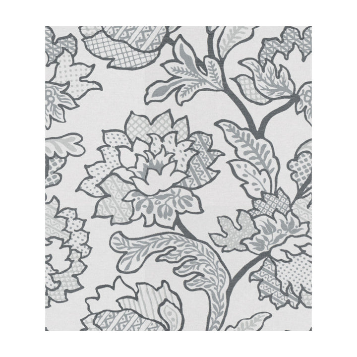 Geo Floral Platinum by Kravet Basics Designer Fabric SARAH RICHARDSON HARMONY COTTON - 100% India MEDIUM Horizontal: 13.5 and Vertical: 16 54 - Swanky Fabrics -