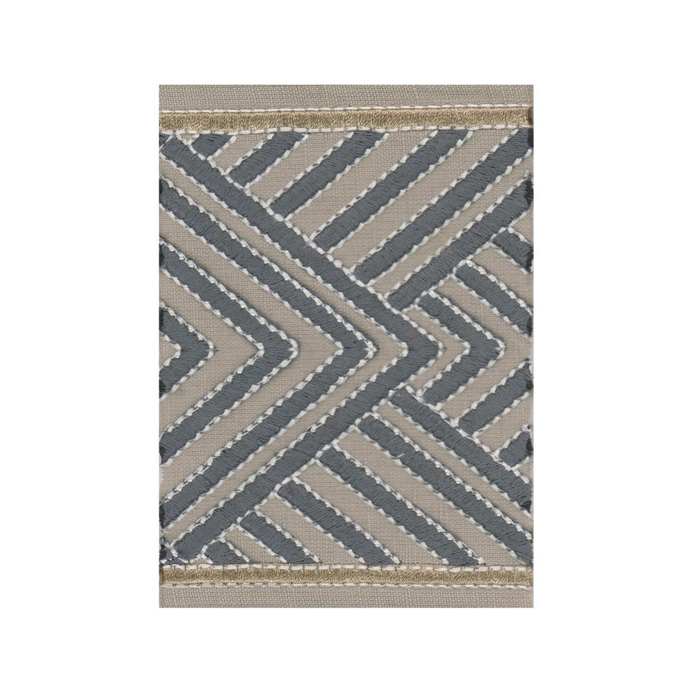 Geometric Tape 2 Zinc by Marcus William Trim Marcus William Trim Geometric Tape 2 ZincTrim PERSUASIONS TRIM 85%COT 15%LIN %VEMB INDIA </p><p>Repeat: H: 3.750, V: 3.875 4.5 in - Fabric Carolina -