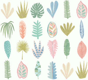 Leaf Boogie Pastel Tropical Mix Wallpaper by ohpopsi