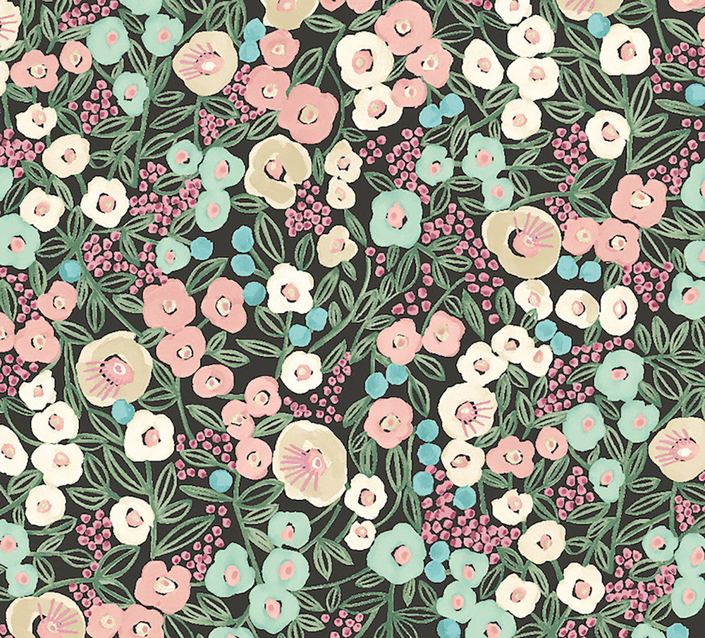Flora Ditsy Pink Garden Wallpaper by ohpopsi Glasshouse Covers about 54.2 square feet 19.7-in by 33-ft long roll Unpasted 16 - Fabric Carolina -