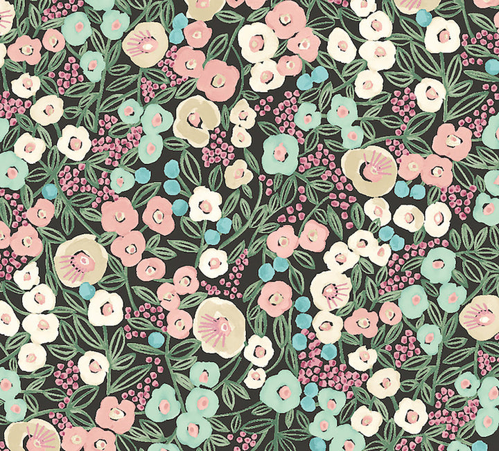 Flora Ditsy Pink Garden Wallpaper by ohpopsi Glasshouse Covers about 54.2 square feet 19.7-in by 33-ft long roll Unpasted 16 - Fabric Carolina -