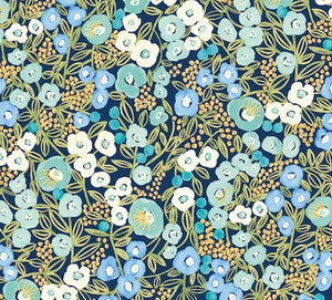 Flora Ditsy Blue Garden Wallpaper by ohpopsi